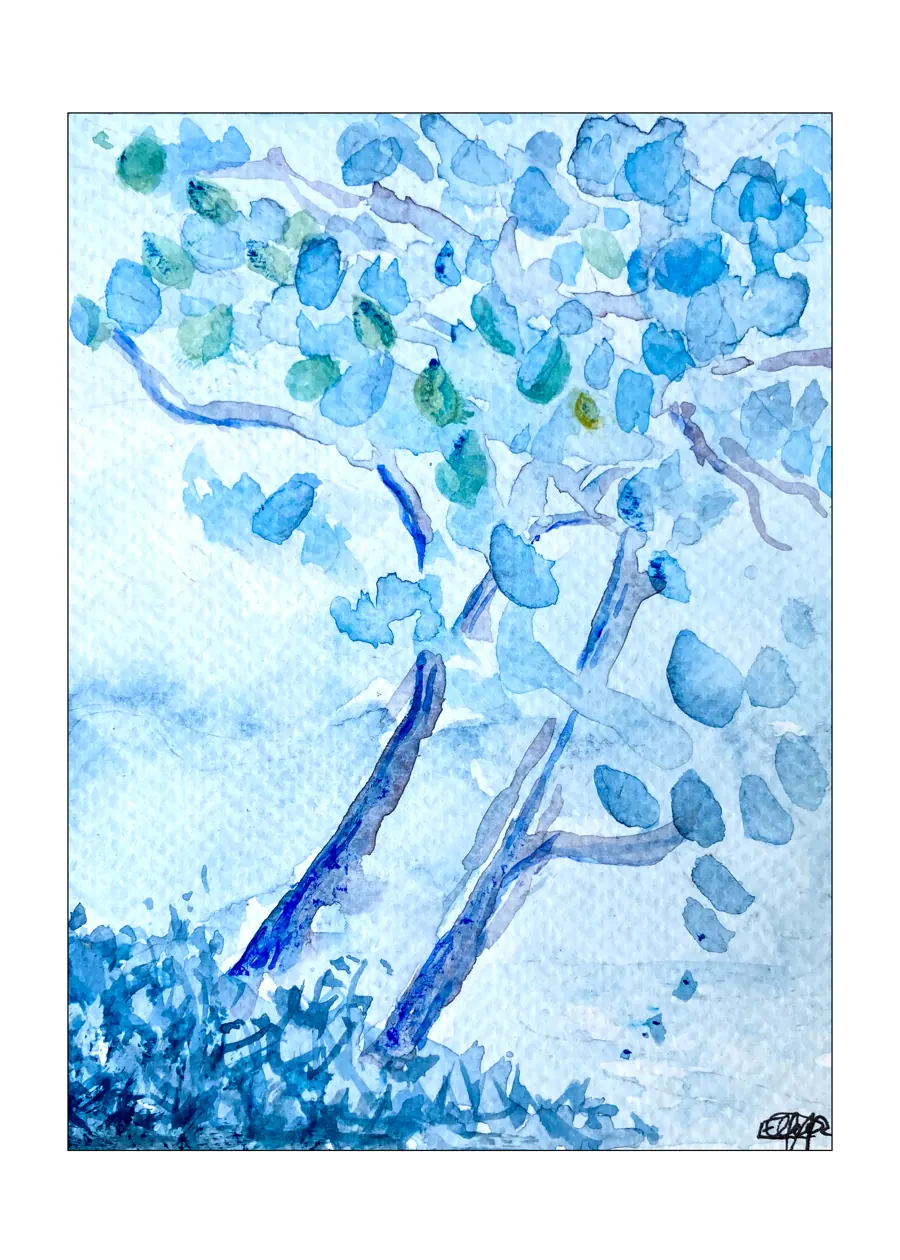 Almendro (Terminalia catappa) &mdash; 2025. Watercolour, 6x8 in.