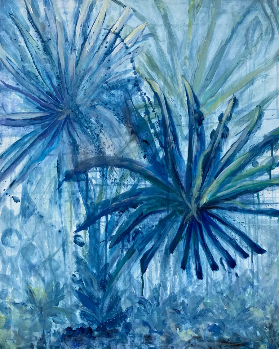 Palma azul (Bismarckia nobilis) &mdash; 2025. Acrylic on canvas, 24x28 in.